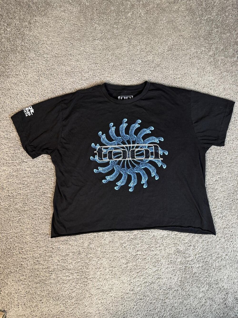 Tool Shirt Mens XL Black Cropped X Spectre Spiral Graphic Crew Neck Cotton